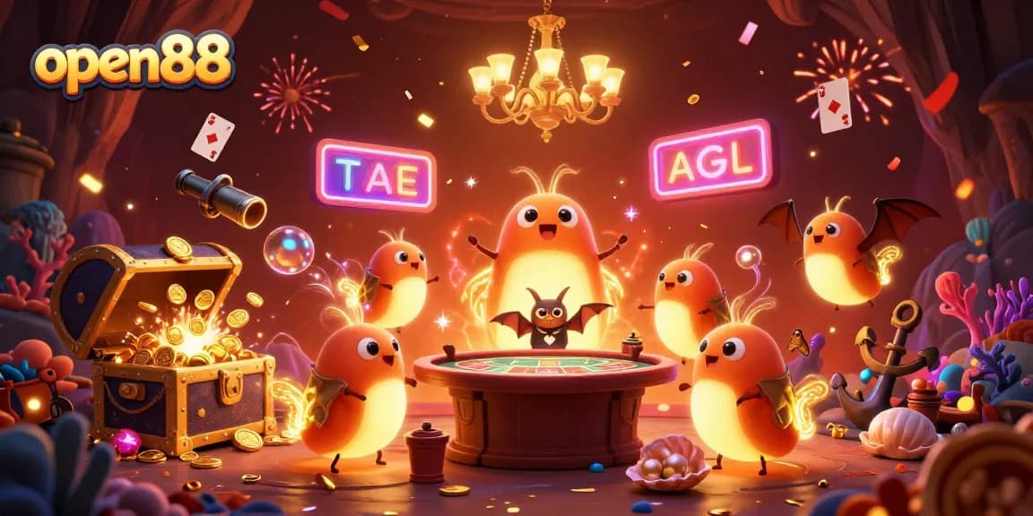 Experience winning potential at open88 with bioluminescent glowworms lighting up an underwater casino.