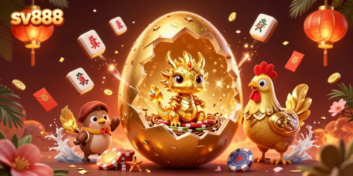 Experience the thrill of sv888 with a stunning dragon and poker chips in a vibrant casino scene.