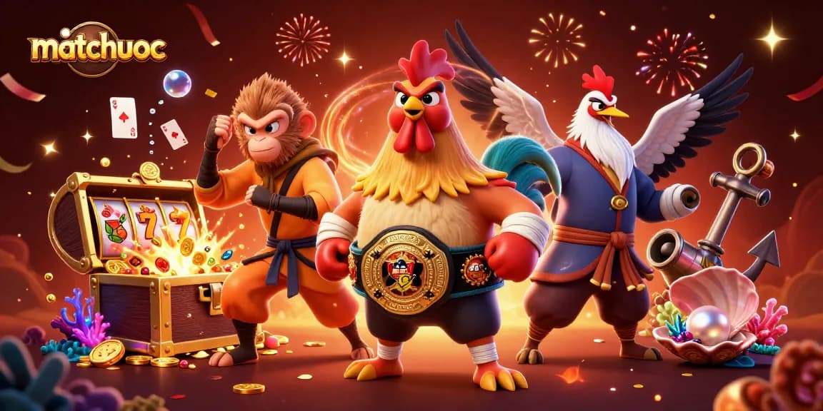 Engage in thrilling gameplay at matchuoc with vibrant 3D characters amidst casino elements.