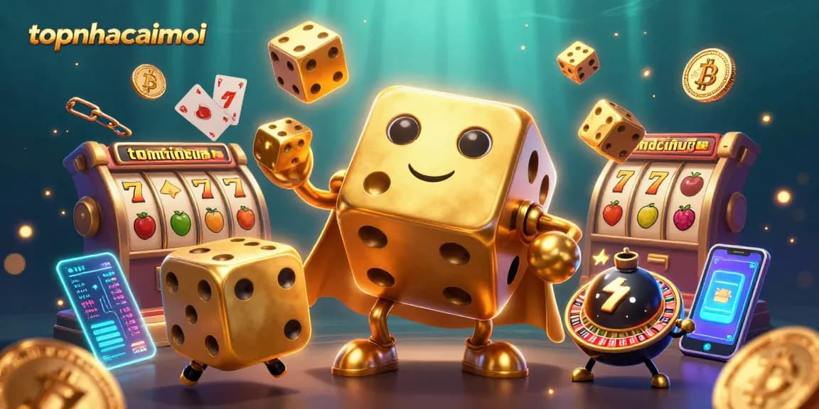 topnhacaimoi: Immerse in the vibrant world of slots with a golden dice golem and crypto elements