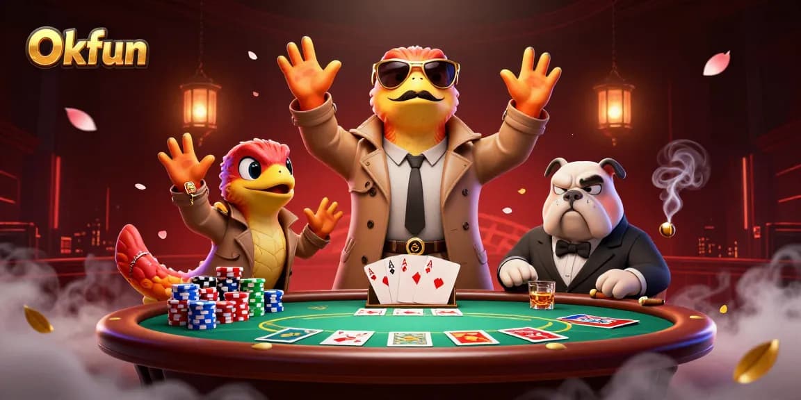Experience thrilling gameplay at Okfun Casino with 3D cartoon raptors entering VIP lounge.