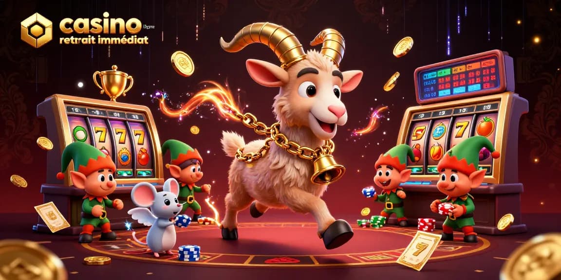 Vivez l'expérience du casino en ligne retrait immédiat avec un Krampus festif, des elfes farceurs, et des éléments de machine à sous.