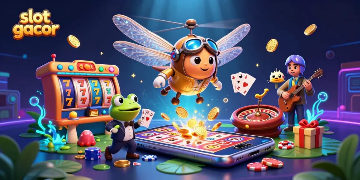 Win big with slot gacor – A thrilling 3D illustration showcasing exciting casino elements!