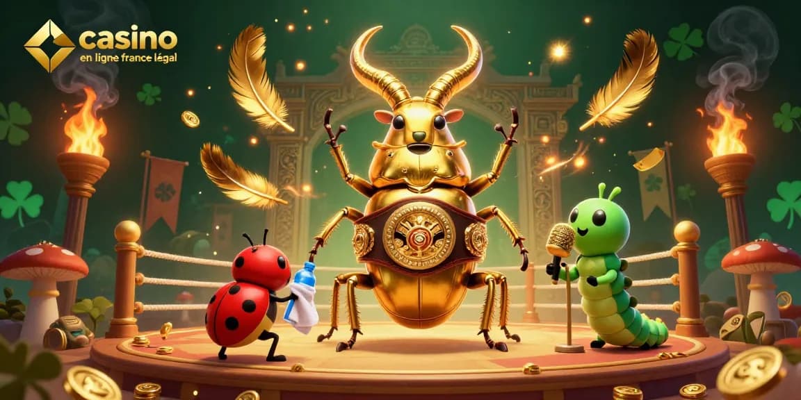 Placer des paris au casino en ligne France légal avec des éléments de jeux et des personnages animés.
