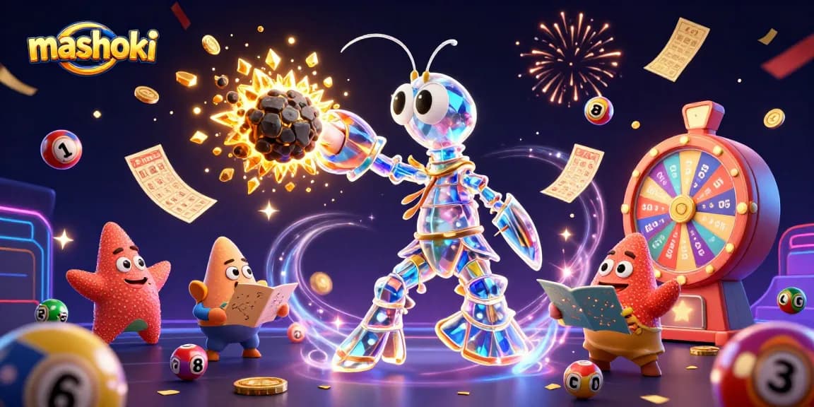 Engage with mashoki through dynamic galactic imagery of gambling excitement in a rich 3D illustration.