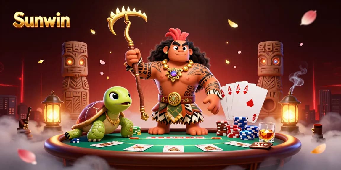 Experience thrilling poker play with Sunwin’s vibrant demigod and whimsical turtle, enhancing excitement in the casino scene.
