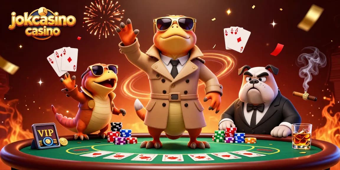 Enjoy a playful 3D scene showcasing jokacasino casino with raptors entering a VIP lounge.