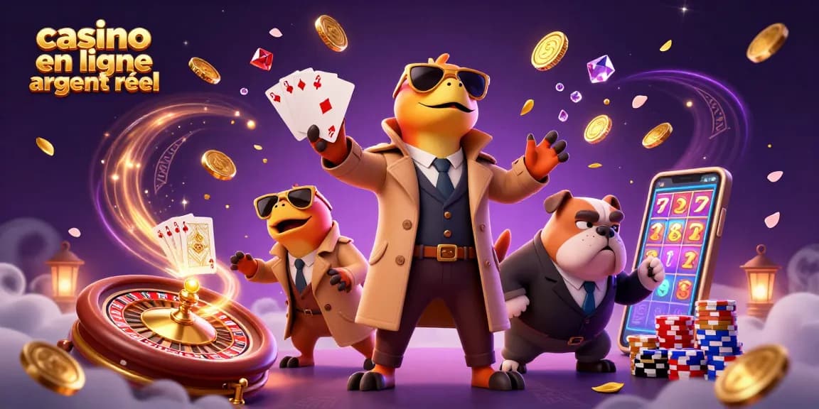 Jouer au casino en ligne argent réel avec une scène dynamique de raptors déguisés, jetant des pièces d'or.