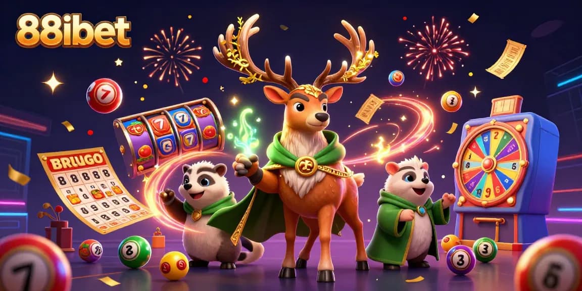 Experience the excitement of 88ibet with vibrant lottery elements, colorful games, and a magical casino atmosphere!