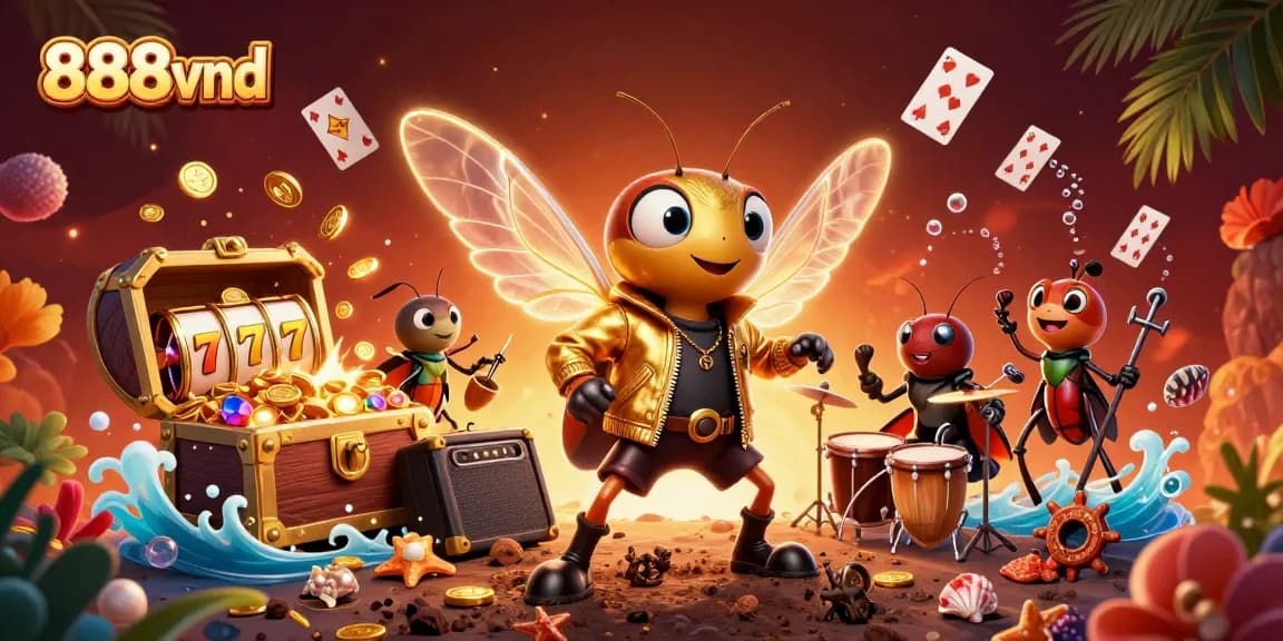 Experience exciting gaming with 888vnd's visual explosion of riches and vibrant characters.