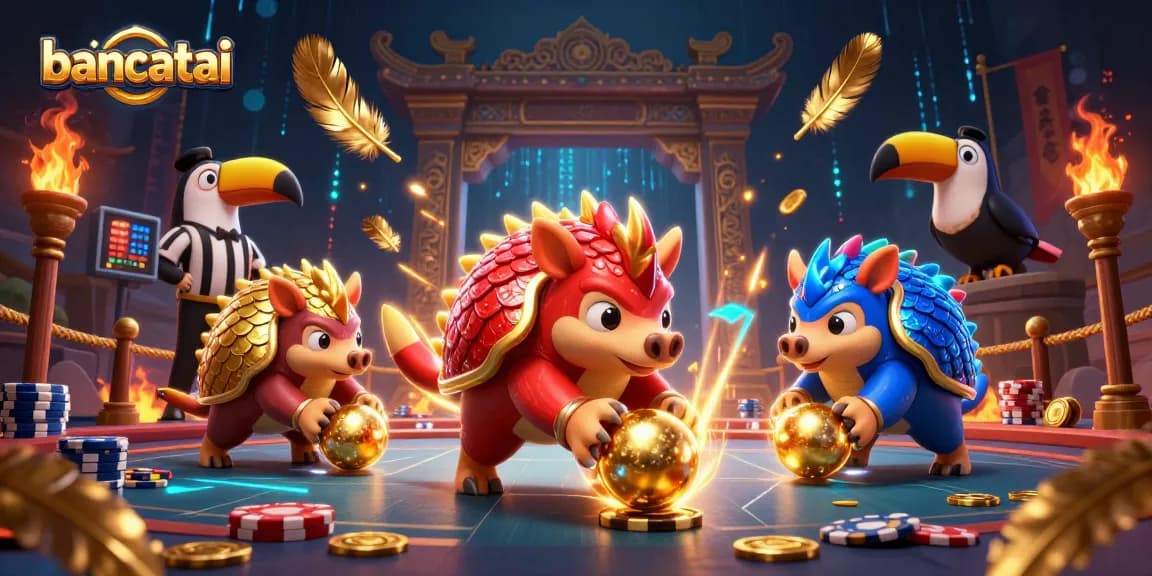 bancatai battle between rival pangolins rolling poker chips in an epic casino showdown