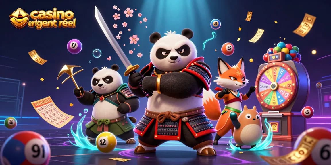 Plongez dans l'univers captivant du casino en ligne argent réel avec des personnages animés et des éléments de jeu dynamique.