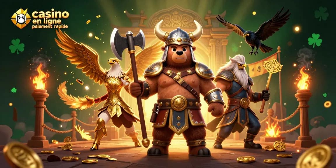 Profitez d'une illustration captivante représentant casino en ligne paiement rapide avec des héros de la mythologie.