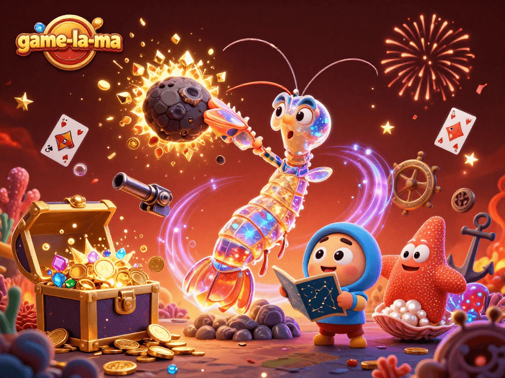 Join the action at game-la-ma with a colorful 3D casino scene full of gems and excitement.