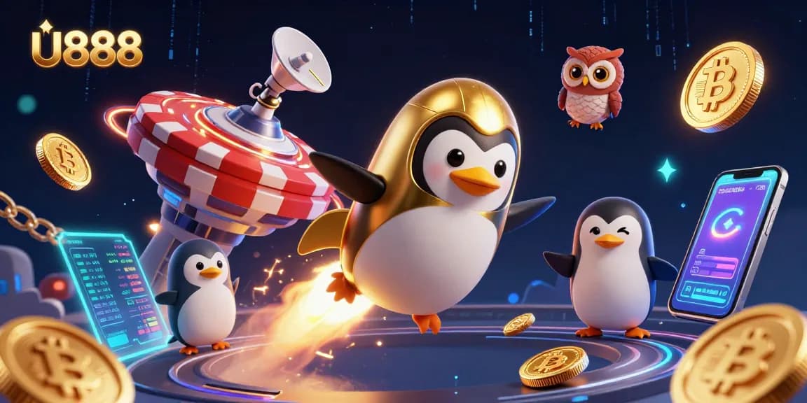 Experience thrilling gameplay at U888 with a 3D golden penguin casino adventure!