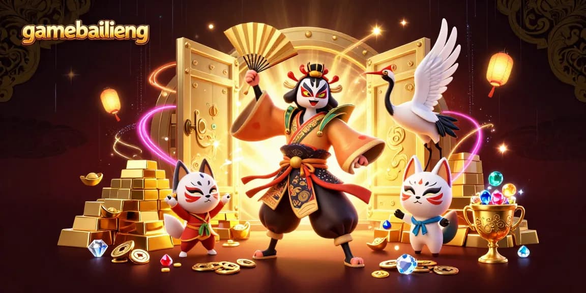 Engage in exciting gameplay at gamebailieng with vibrant 3D characters amid shining treasure.