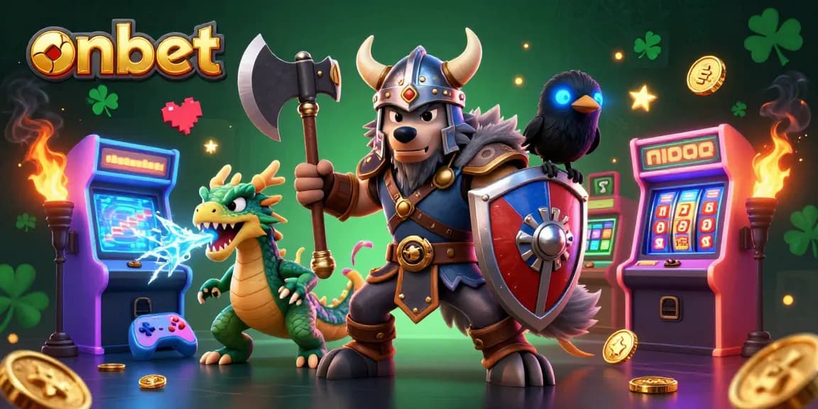 Engage with Onbet's dazzling slot experience featuring vibrant 3D characters and colorful gaming elements.
