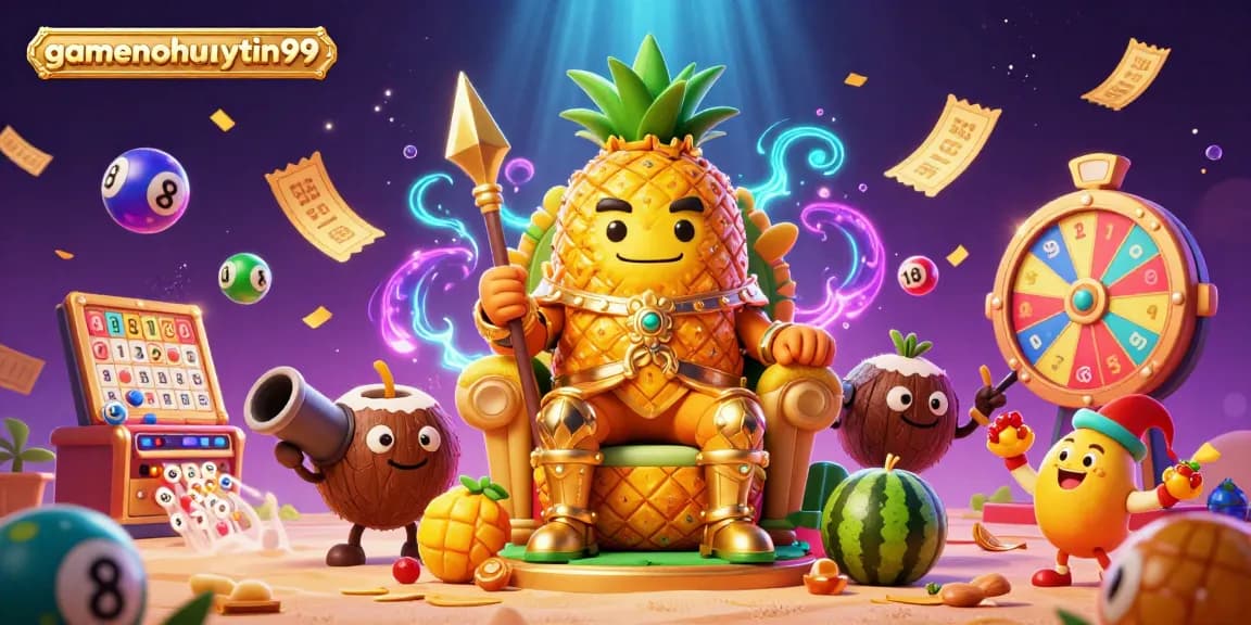 Engage in thrilling lottery action with gamenohuuytin99, featuring vibrant illustrations of casino elements.