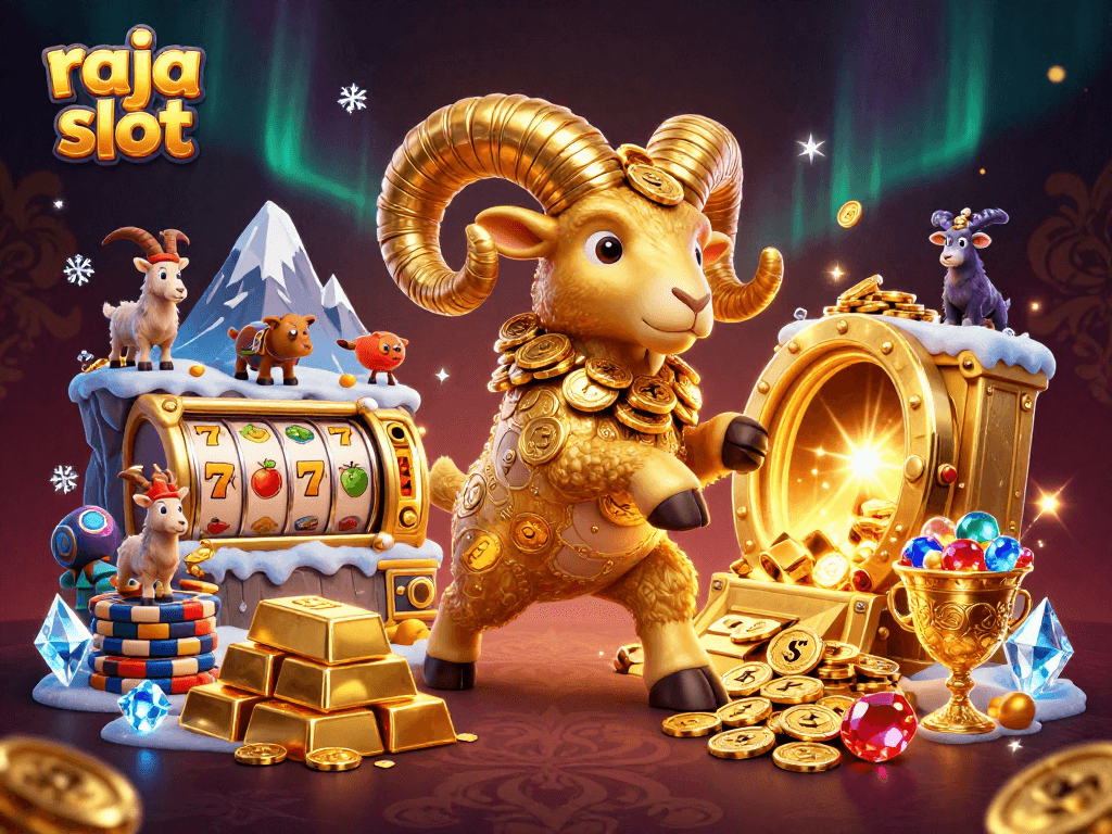 Experience thrilling wins in raja slot with vibrant 3D characters and gold treasures bursting forth.