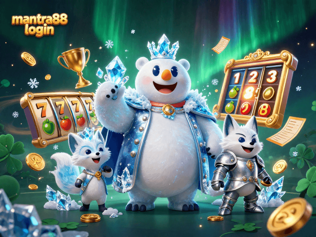 Spin the reels at mantra88 login with the ice king and fox in an ultra-detailed casino scene.