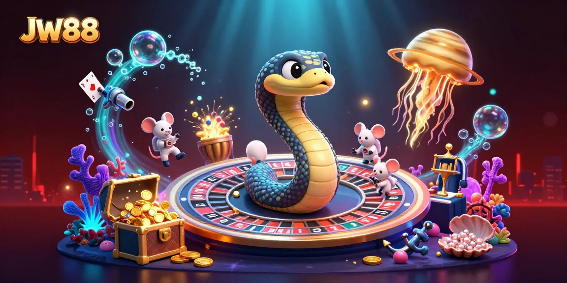 Engage in thrilling bets at JW88 as astronaut mice play around a roulette wheel made from Saturn's rings.