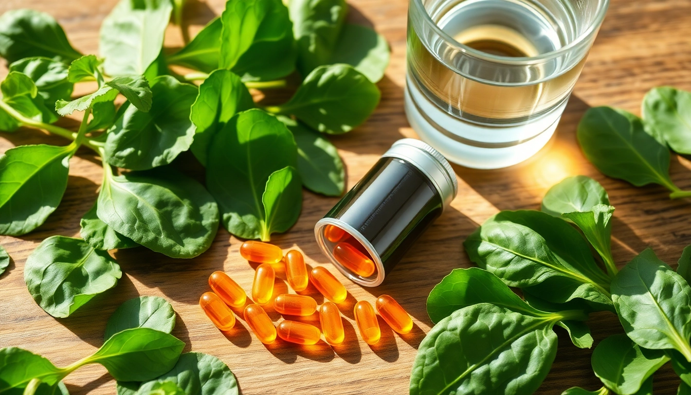 Astaxanthin dosage guide in a health-focused setting with capsules and fresh spinach.