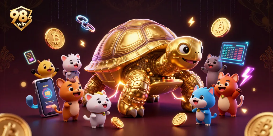 Experience thrilling gameplay at 98win with our interactive pinball tortoise, crypto coins, and vibrant casino elements.