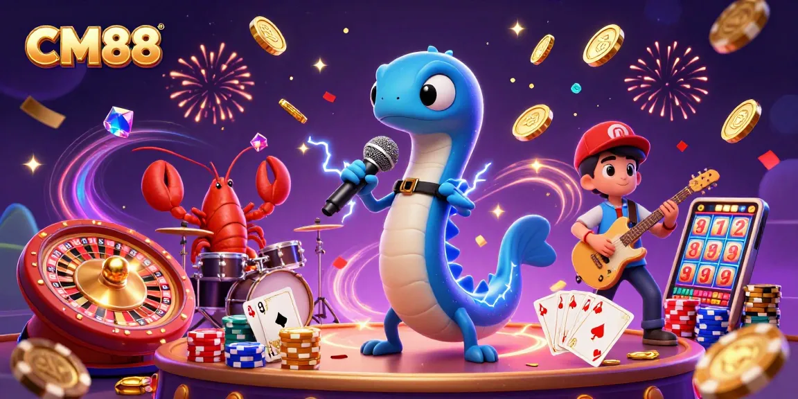 Experience thrilling wins with CM88's vibrant underwater casino scene featuring electric eel DJ.