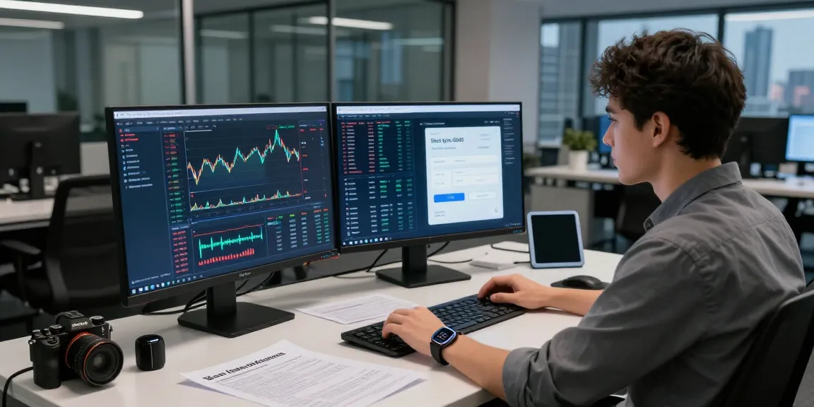Finance analyst evaluating slot qris 5000 payment systems in a modern workspace.
