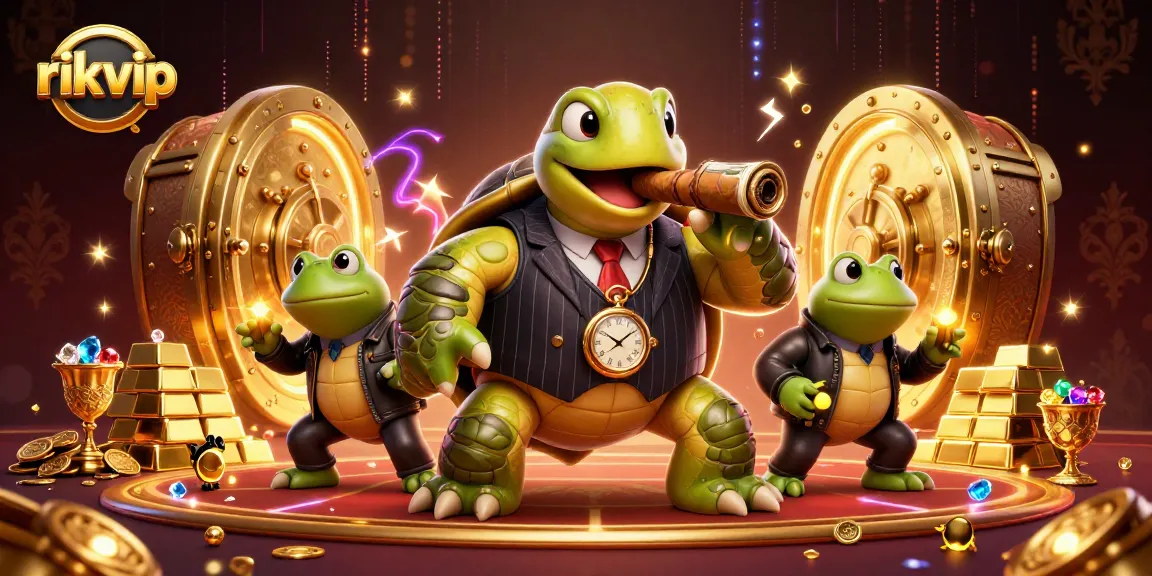 Experience thrilling wins with rikvip in a vibrant animated casino scene filled with treasures.