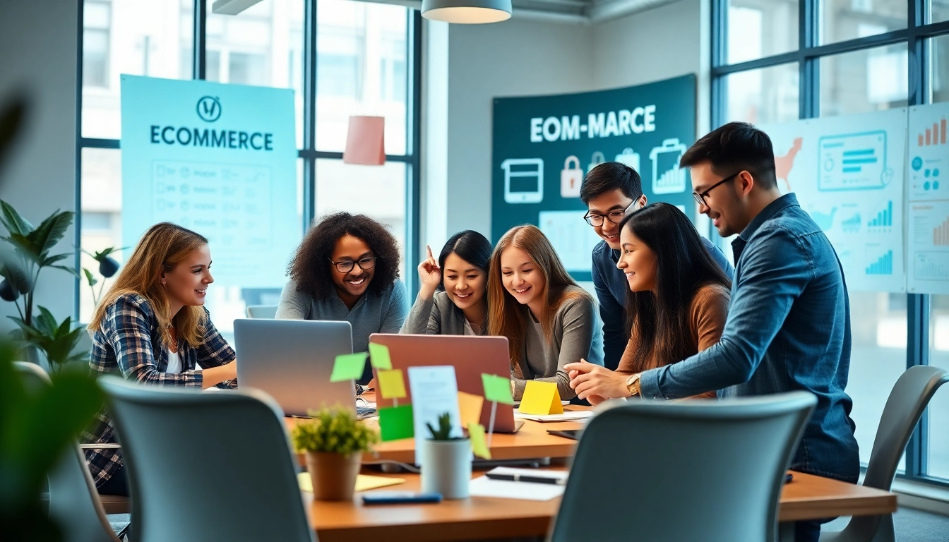 Showcase of a Shopify Plus agency team collaborating on eCommerce strategies in a modern office.