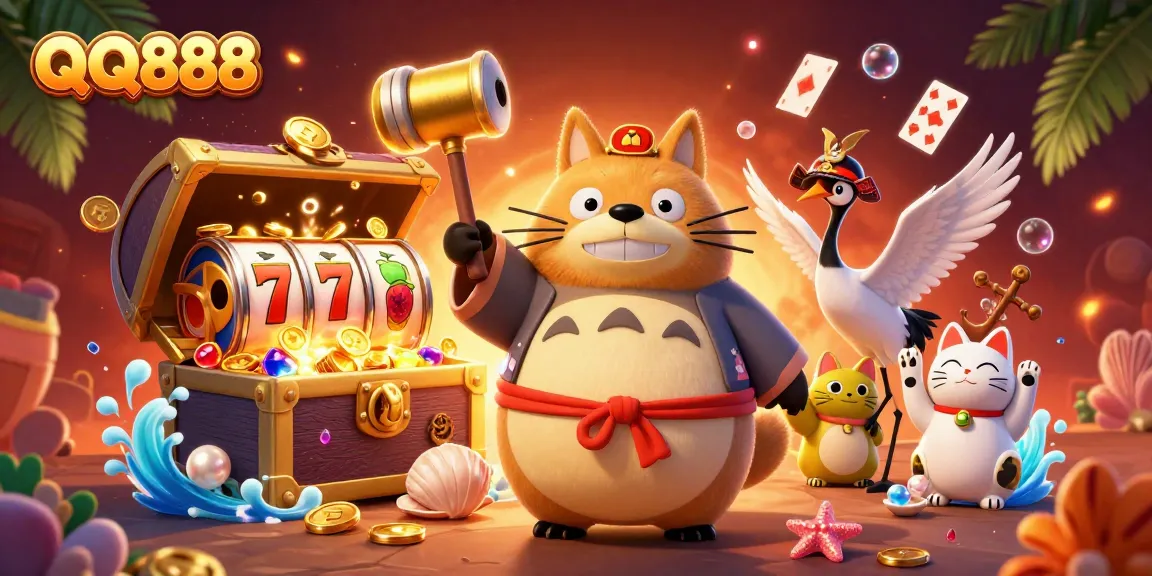 Engage in thrilling gameplay at QQ888 with cartoon characters and vibrant casino themes.