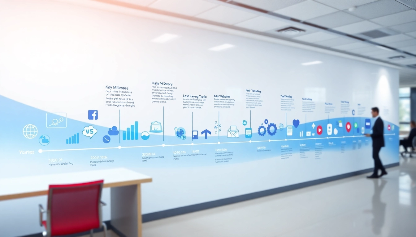 Visual representation of key events in internet history showcasing technological milestones and innovation.