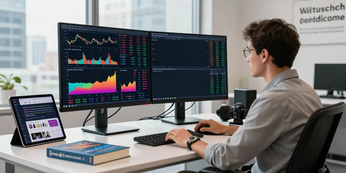 Trader monitoring tradingview官网 charts and market data in a modern workspace