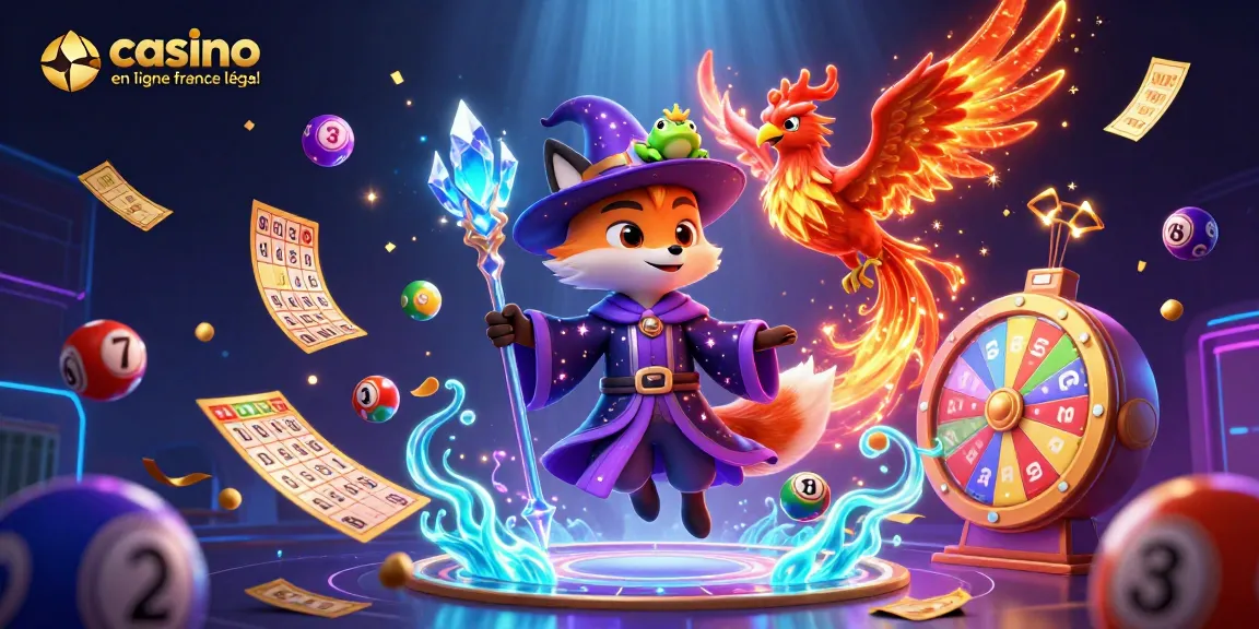 Découvrez le casino en ligne France légal avec une scène magique de jeu, lots colorés et personnages féériques.