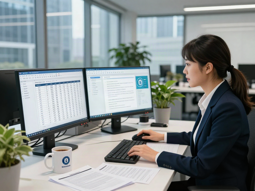 Professional office scene showcasing document fraud detection solution analysis in action.