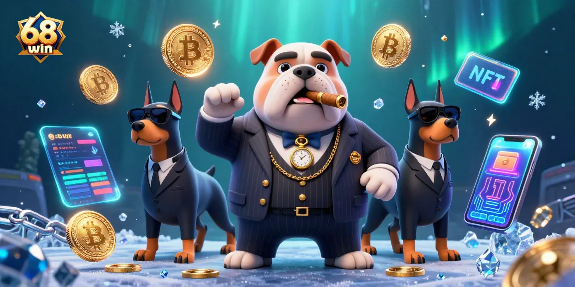 Experience thrilling gaming moments with 68win as the mafia bulldog leads players in an exciting casino scene.
