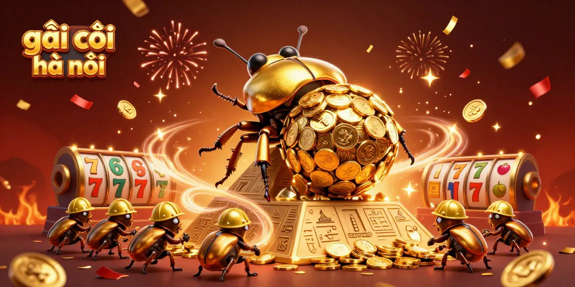 Spin the reels and win big with gái gọi hà nội, featuring golden coins and casino symbols.