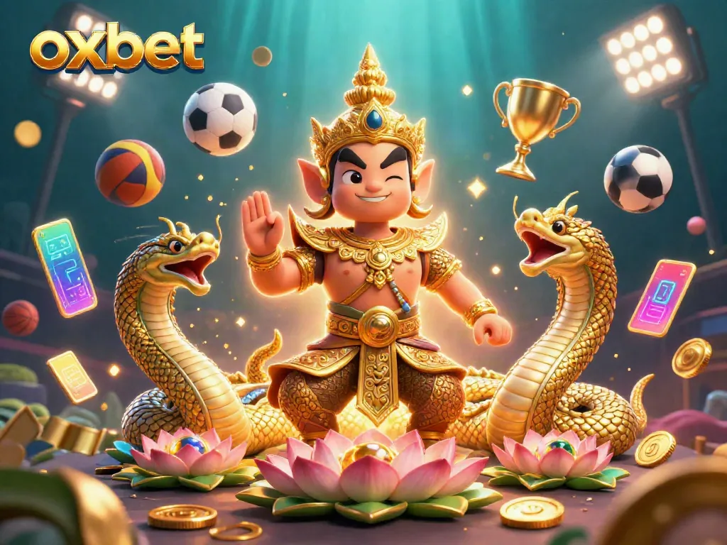 Experience the thrilling games at OXBET with vibrant cartoon illustrations highlighting sports and gaming elements.
