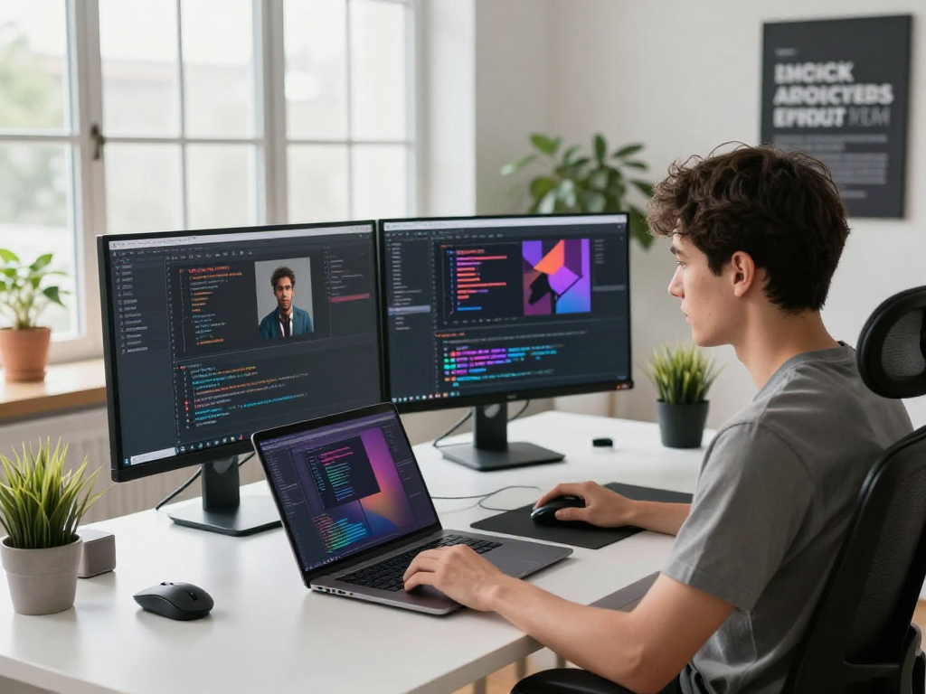 Programmer using mantra88 login on a sleek laptop in a modern tech workspace.