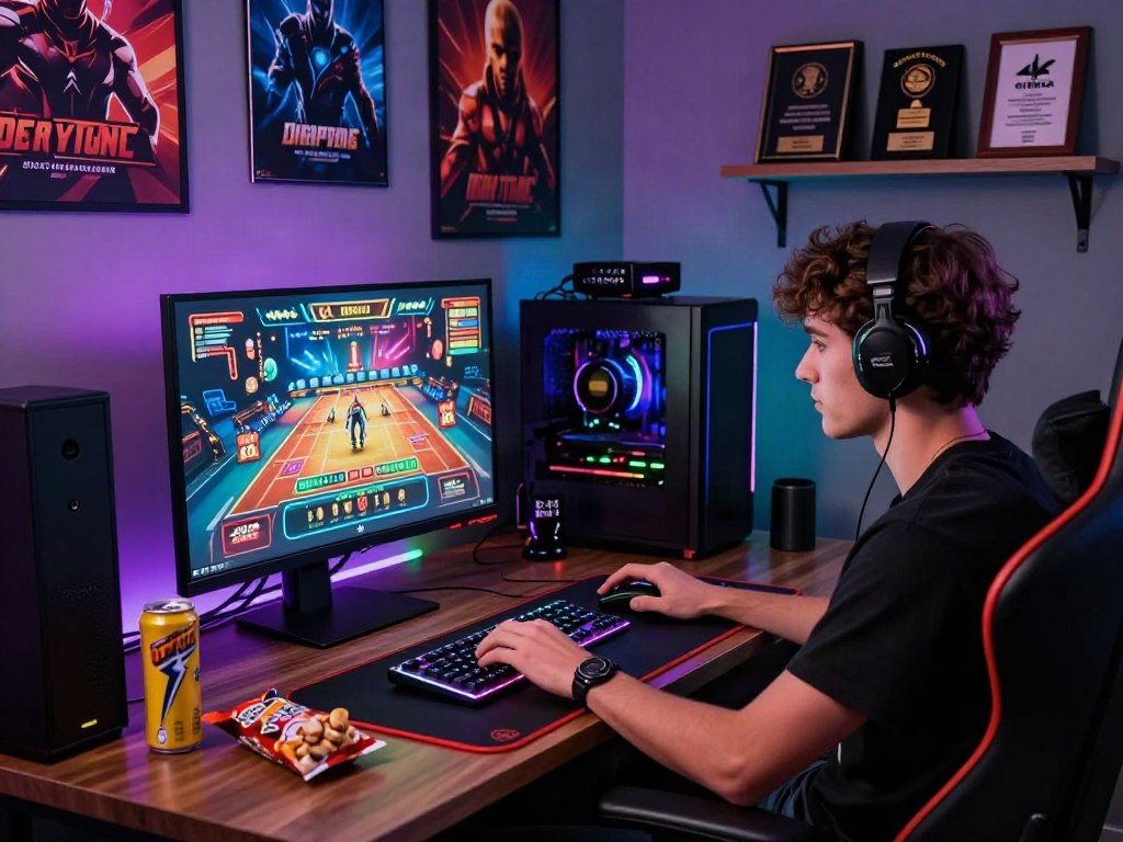 Lingkungan bermain LUXURY111 yang stylish dengan gamer menggunakan laptop untuk permainan kasino online.