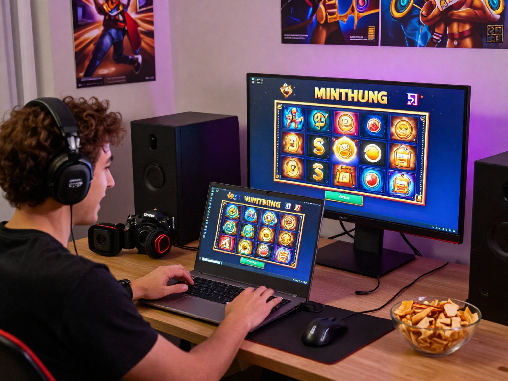 Pengalaman bermain slot88 di rumah dengan laptop, aksesoris gaming, dan suasana yang nyaman.