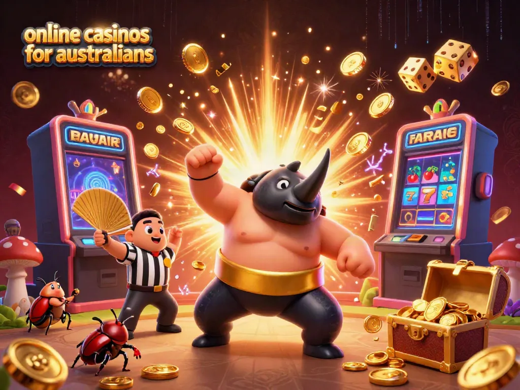 Engage with online casinos for australians as a rhinoceros beetle champion stomps, scattering coins and excitement.