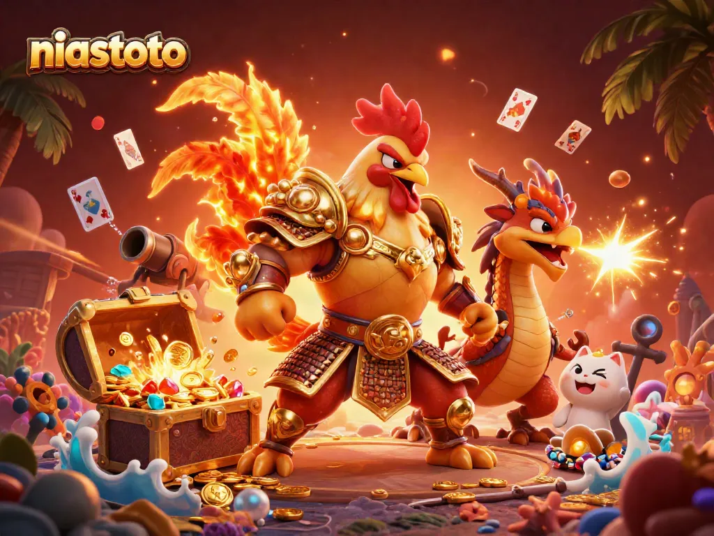 Engage in thrilling gameplay with niastoto amidst dynamic characters and vibrant casino elements.