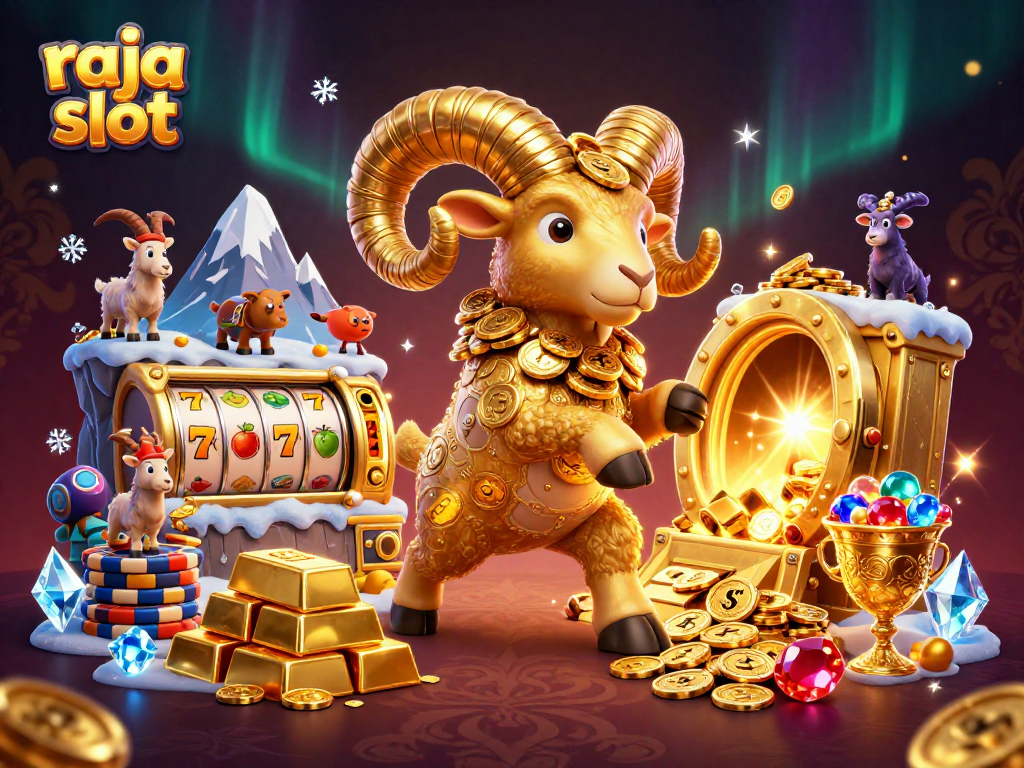 Experience thrilling wins in raja slot with vibrant 3D characters and gold treasures bursting forth.