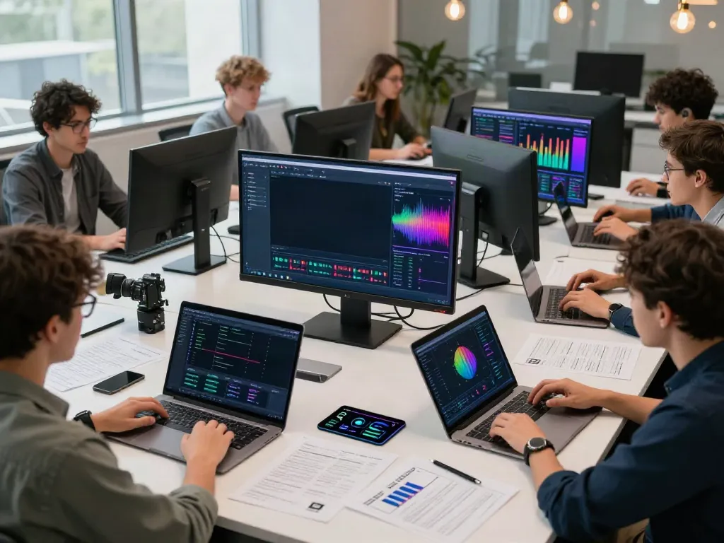 Dynamic workspace highlighting developers using 東証 データ API for cryptocurrency trading and strategy planning.
