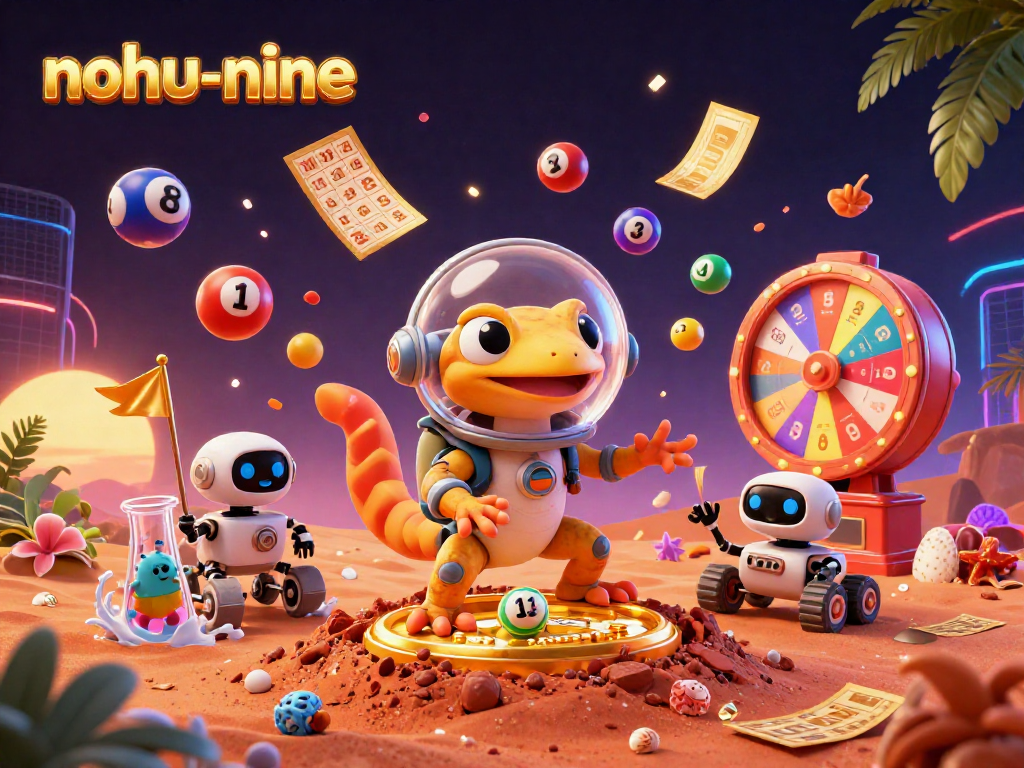 Experience thrilling gameplay in nohu-nine with a Martian gecko and a vibrant casino atmosphere.