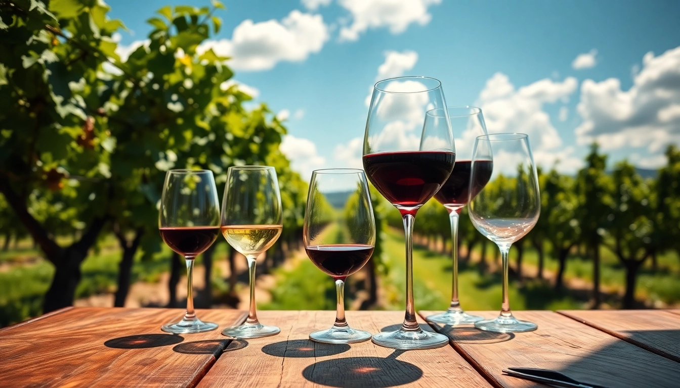 Experience wine tasting events sacramento with beautifully arranged glasses in a sunny vineyard setting.