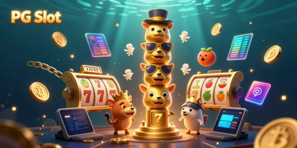 Experience exhilarating PG Slot action with dynamic casino-themed elements and vibrant characters in this stunning illustration.