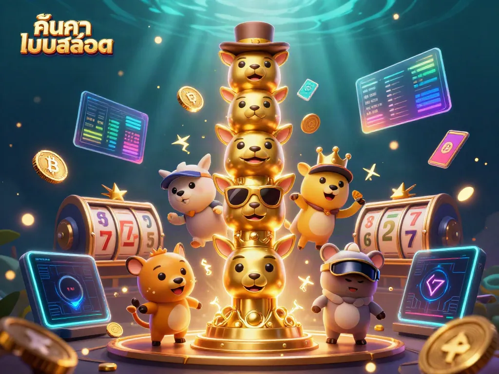 Interact with the colorful golden totem and search for exciting slot games in ค้นหาเกมสล็อต.